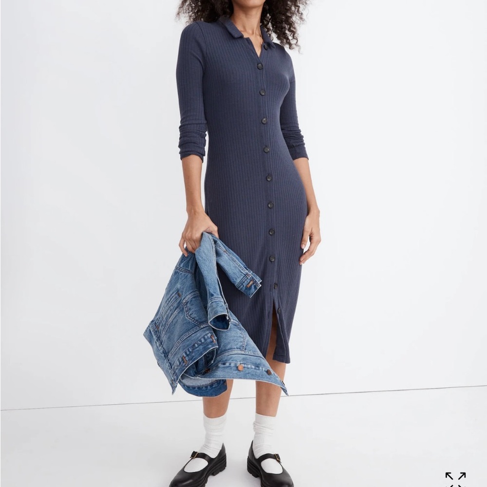 Women's Navy Button-Up Dress-never worn